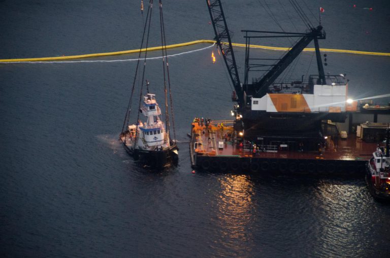 Sunken tugboat near Bella Bella lifted from water