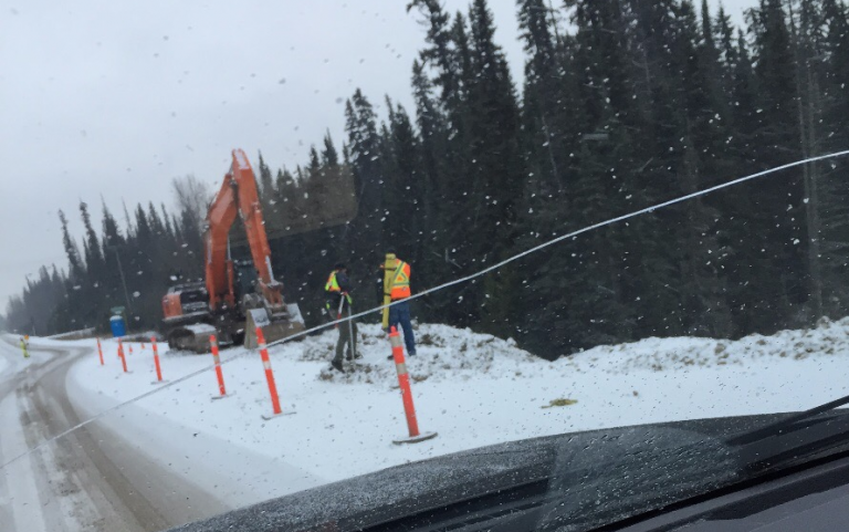 Hwy97 still single lane alternating traffic near Bear Lake