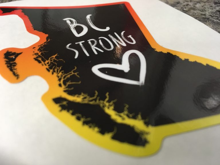 Local BC Strong stickers raise over $10K for evacuees