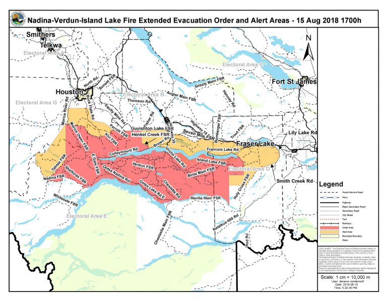 Expanded evacuation order for the Nadina-Verdun wildfires