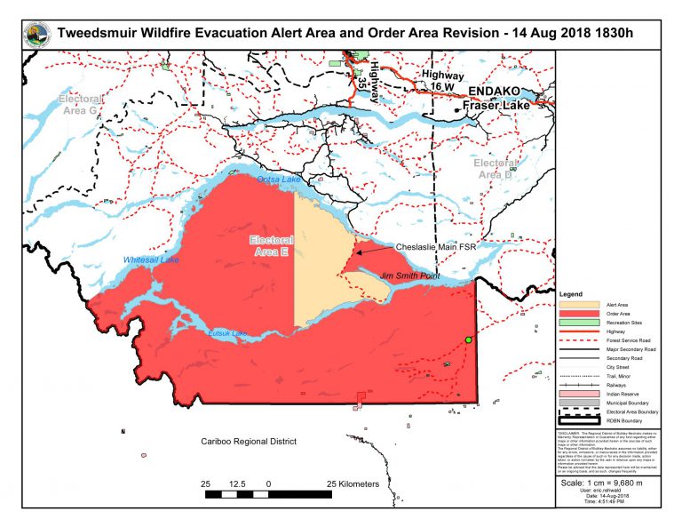 Evacuation order, alert expanded for Tweedsmuir Complex wildfires