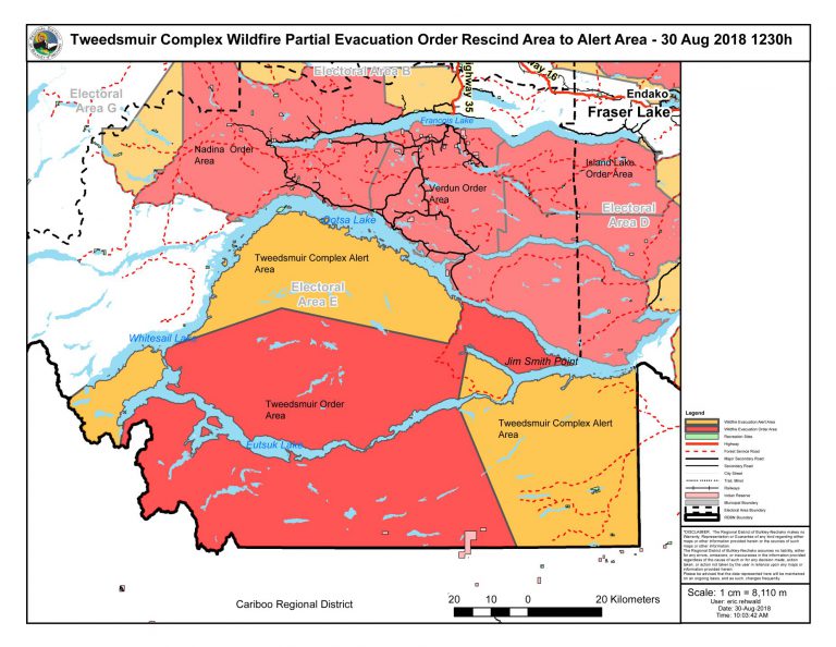 Evacuation order rescinded near Ootsa, Whitesail Lakes