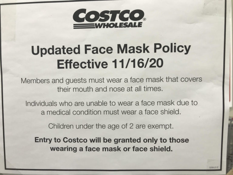 Mandatory mask and face shield policy to begin in Costco