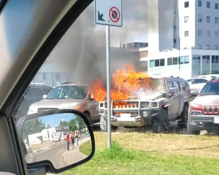 Hummer caught on fire at PG hospital