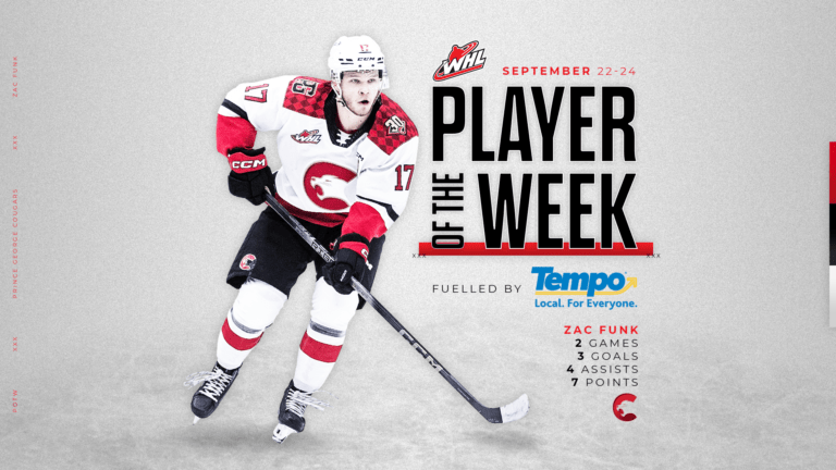 Big weekend for Zac Funk who is WHL Player of the Week