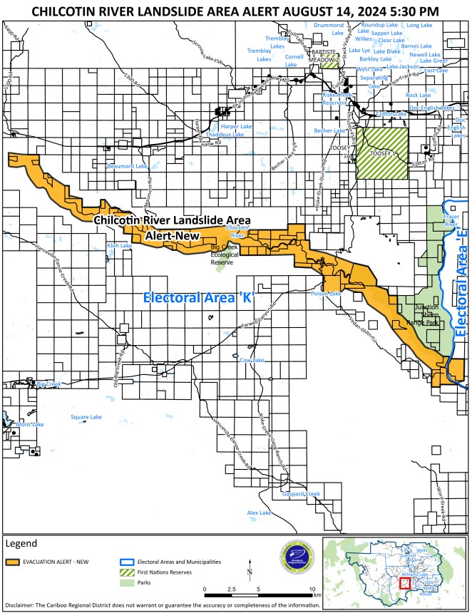 Evacuation Order downgraded to Alert for Chilcotin River Landslide Area